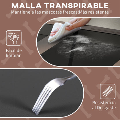 Elevated Dog Bed with Canopy Large Dog Bed with Steel Frame and Carrying Bag for Indoor and Outdoor 106x76x94 cm Brown