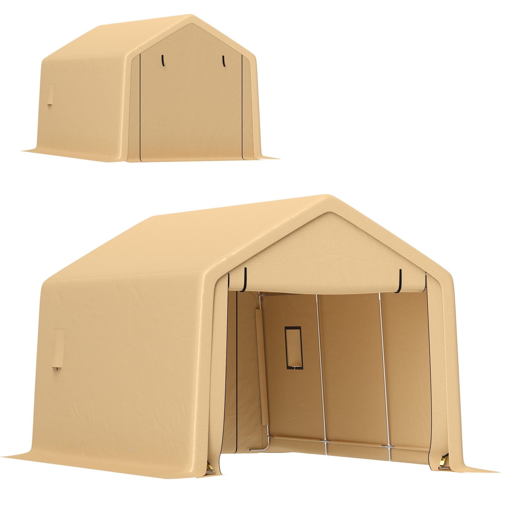 Carport Garage Tent 3 x 5.2m, Outdoor Car Shelter, Storage Tent with Removable Roll-up Door, Carport for Car, Truck, Boat, Yellow