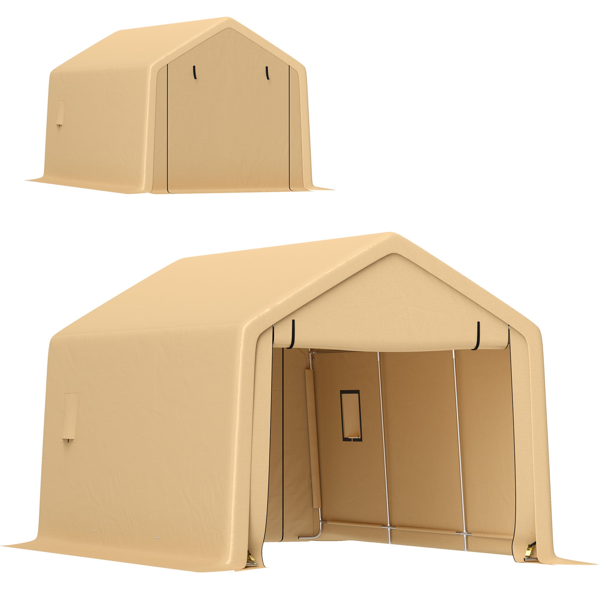Carport Garage Tent 3 x 5.2m, Outdoor Car Shelter, Storage Tent with Removable Roll-up Door, Carport for Car, Truck, Boat, Yellow