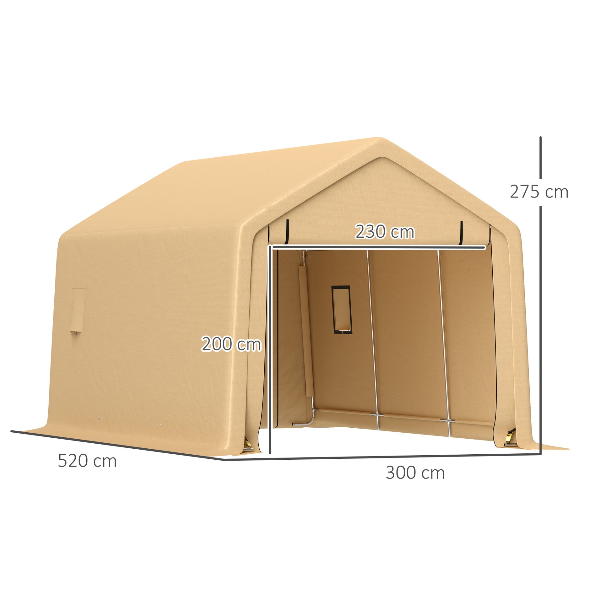Carport Garage Tent 3 x 5.2m, Outdoor Car Shelter, Storage Tent with Removable Roll-up Door, Carport for Car, Truck, Boat, Yellow