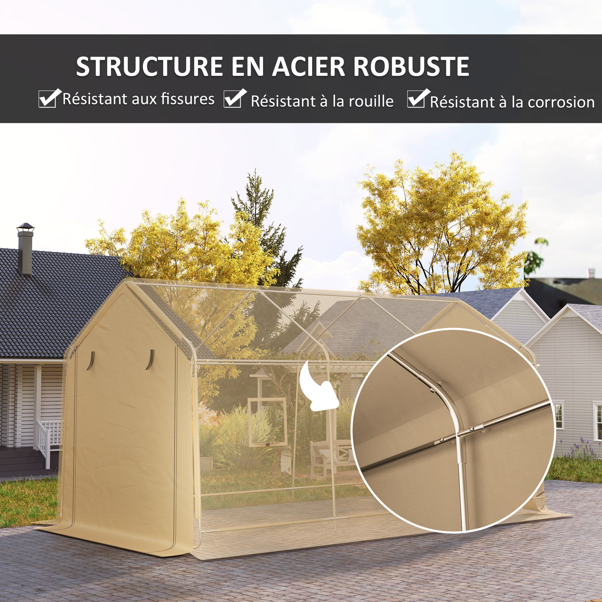 Carport Garage Tent 3 x 5.2m, Outdoor Car Shelter, Storage Tent with Removable Roll-up Door, Carport for Car, Truck, Boat, Yellow