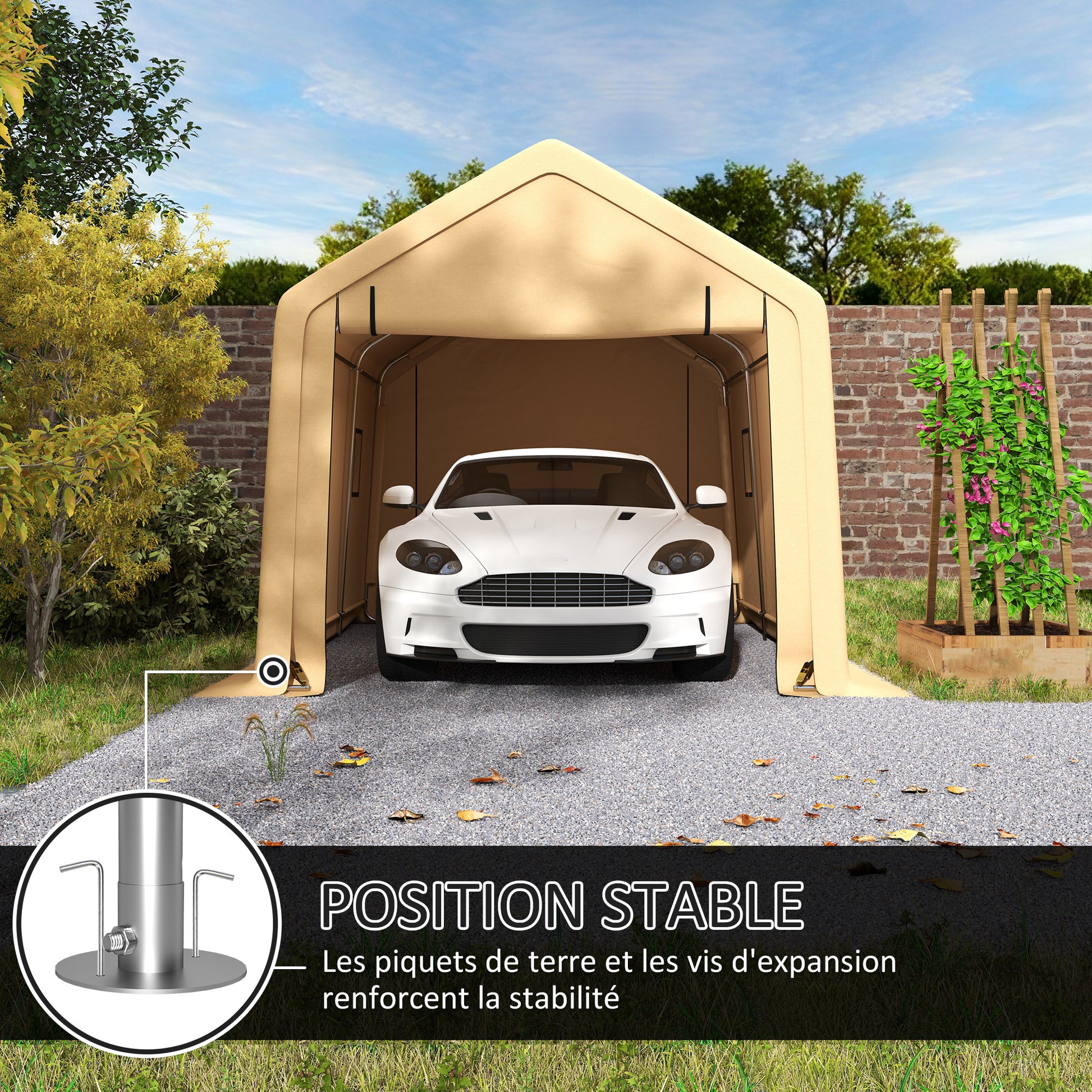Carport Garage Tent 3 x 5.2m, Outdoor Car Shelter, Storage Tent with Removable Roll-up Door, Carport for Car, Truck, Boat, Yellow