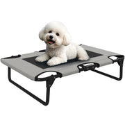 Elevated Foldable Dog Bed Pet Bed, Outdoor Dog Lounger with Mesh Design, Breathable, for Small and Medium Dogs Light Gray Oxford 75 x 51 x 18 cm