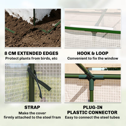 Greenhouse with PE Mesh Window — Winterproof Film Greenhouse for Balcony & Garden, Tomato House, 71" x 35.4" x 27.6" (180 x 90 x 70 cm), White