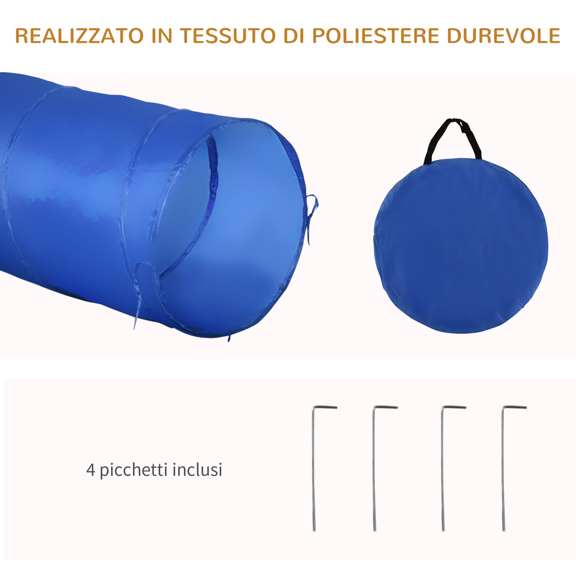Agility Training Equipment Set Bag 5-piece High Jump and Tunnel for Dogs Polyester, PE Φ60 x 300cm White, Orange, Blue