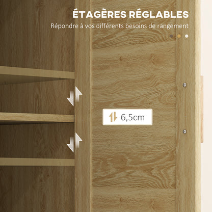 Bathroom Storage Cabinet, Bohemian Style Storage Unit with Drawer and Cupboard, Adjustable Shelves, Rattan Door, Cabinet for Bathroom, Living Room, Kitchen - 55 x 30 x 82 cm, Oak