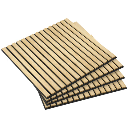 4 Pack Acoustic Panels 60 x 60 x 2.1 cm Wall Panels with Wood Look Acoustic Plates Wall Cladding as Sound Protection Sound Insulation Soundproofing for Studio Office Oak
