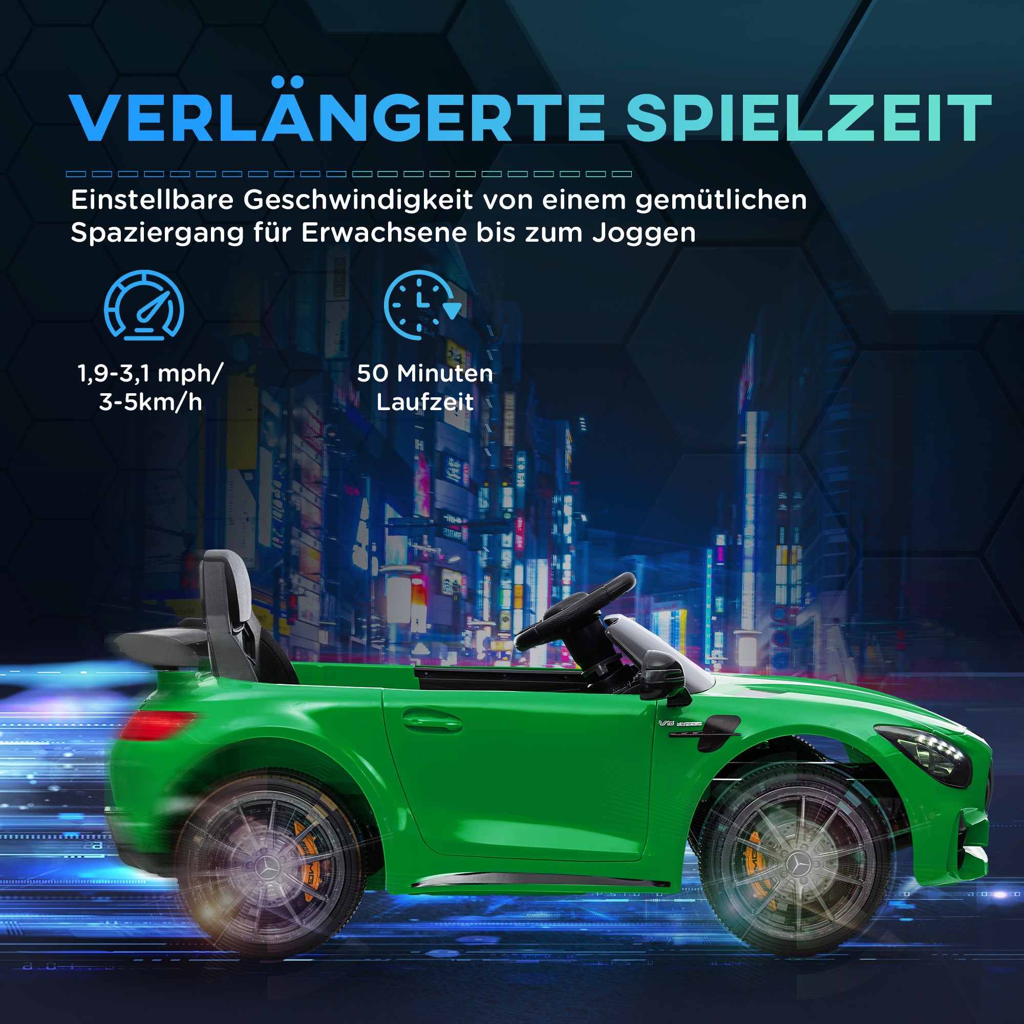 Kids Electric Car 12V Children's Car with 2.4G Remote Control, Car for Kids with Horn, MP3, Music, Soft Start, Reverse Function 3-5 km/h Electric Vehicle for 3-6 Years, Green