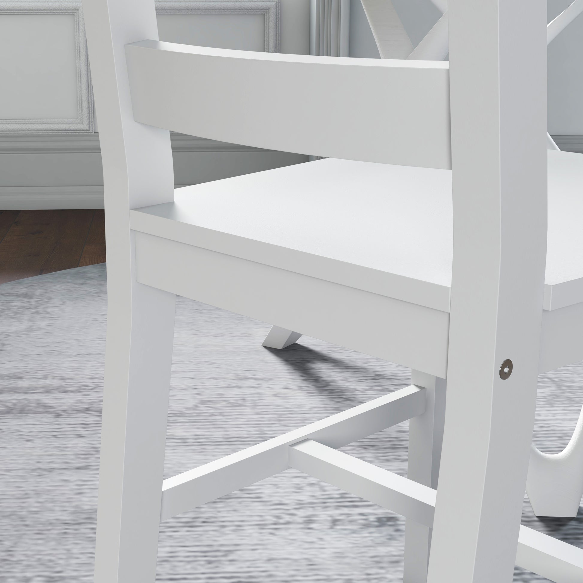 Set of 2 Wooden Dining Chairs with Slat Backrest, Non-Slip Chairs, Living Room Chairs for Dining Table, White