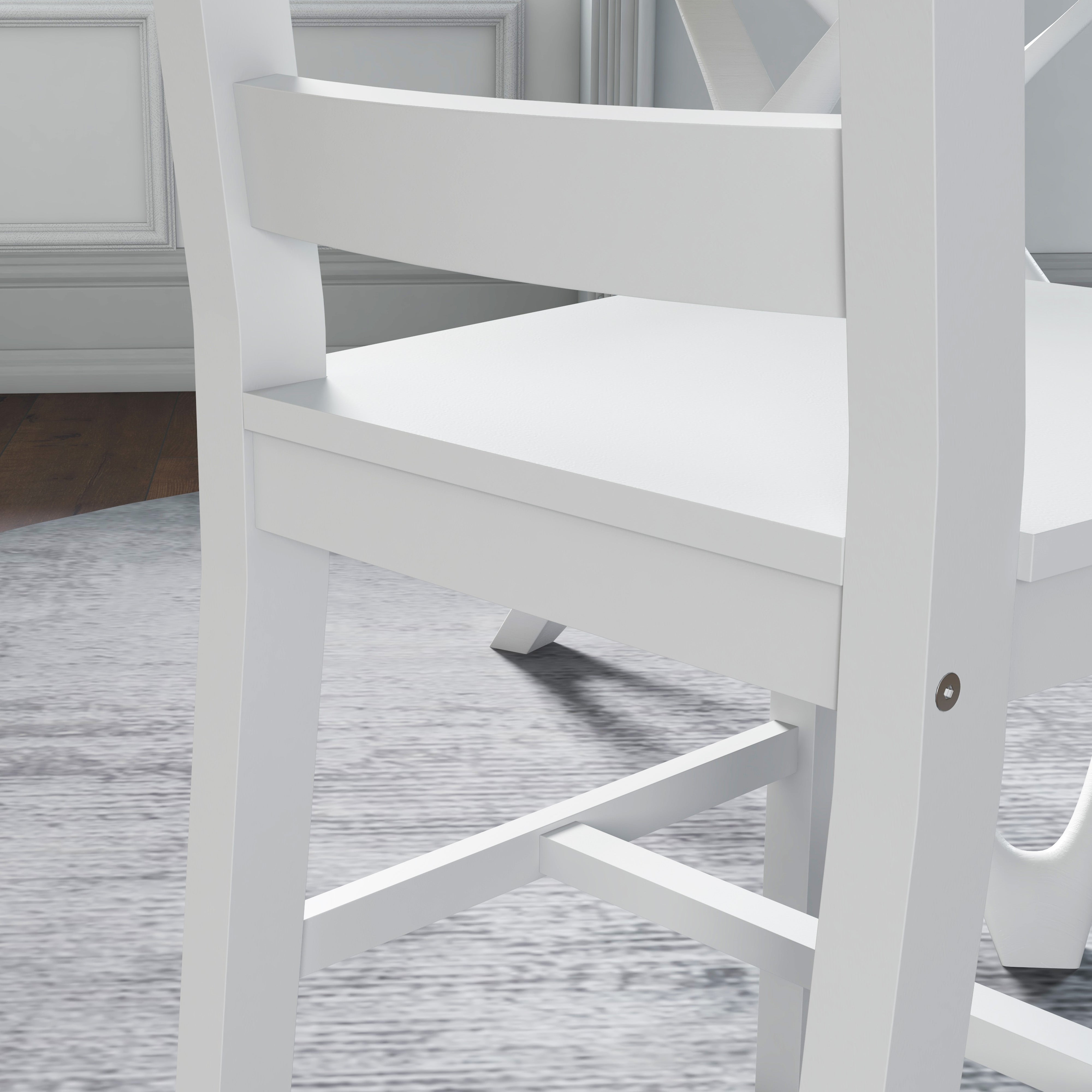 Set of 2 Wooden Dining Chairs with Slat Backrest, Non-Slip Chairs, Living Room Chairs for Dining Table, White