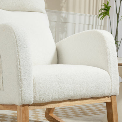 Rocking Chair, Rocking Chair, Armchair, Velvet-Look Nursing Chair, Rocking Chair up to 120 kg, for Bedroom, Living Room, Cream