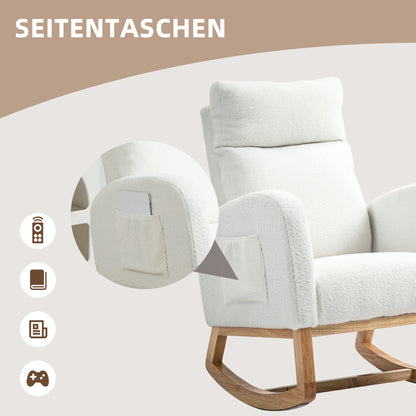 Rocking Chair, Rocking Chair, Armchair, Velvet-Look Nursing Chair, Rocking Chair up to 120 kg, for Bedroom, Living Room, Cream