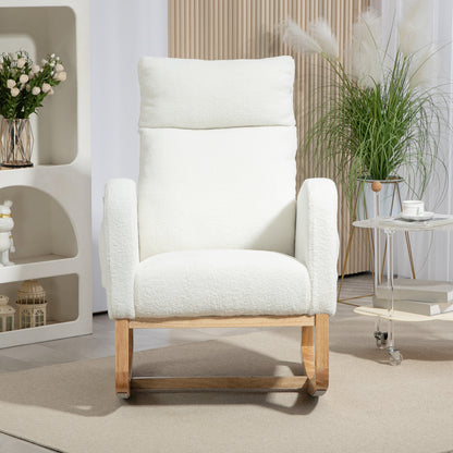 Rocking Chair, Rocking Chair, Armchair, Velvet-Look Nursing Chair, Rocking Chair up to 120 kg, for Bedroom, Living Room, Cream