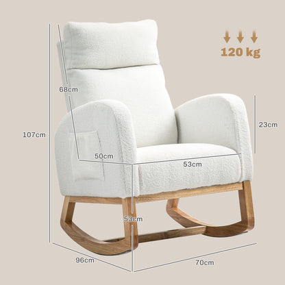 Rocking Chair, Rocking Chair, Armchair, Velvet-Look Nursing Chair, Rocking Chair up to 120 kg, for Bedroom, Living Room, Cream