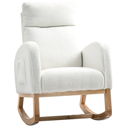 Rocking Chair, Rocking Chair, Armchair, Velvet-Look Nursing Chair, Rocking Chair up to 120 kg, for Bedroom, Living Room, Cream