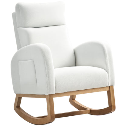 Rocking Chair, Rocking Chair, Armchair, Velvet-Look Nursing Chair, Rocking Chair up to 120 kg, for Bedroom, Living Room, Cream