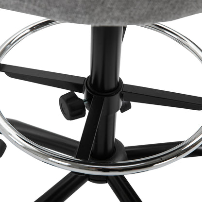 Adjustable High Seating Office Chair 105-125H cm Swivel Office Stool 360° Gray Linen
