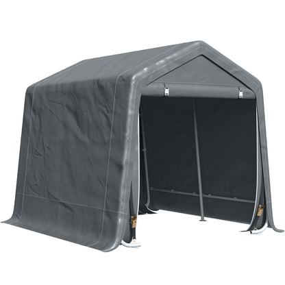 Outdoor Motorcycle Garage 2.4x2m, Garage Tent for Tools in Metal and PE Fabric, for Motorcycles and Bicycles, Dark Grey