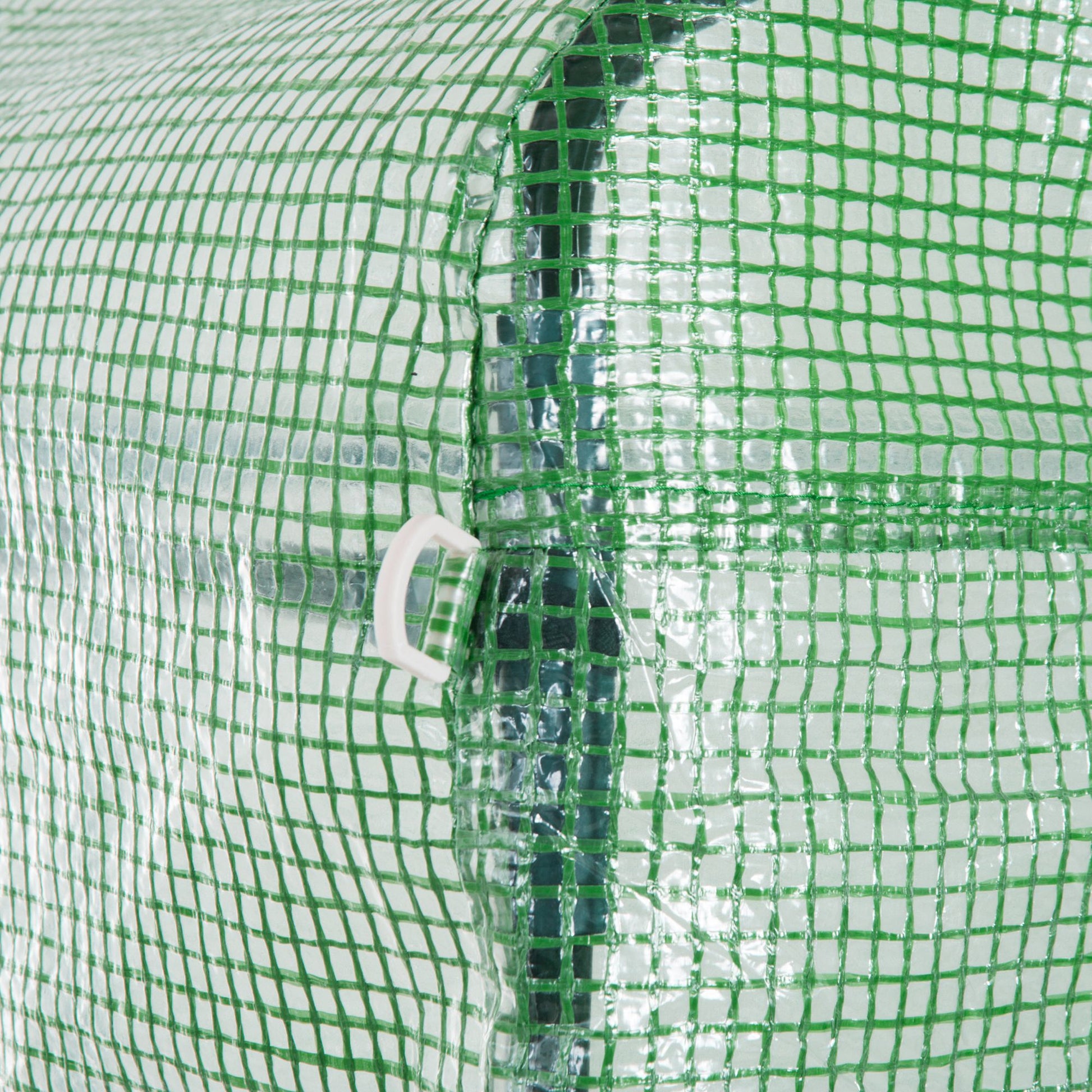 Garden Tunnel Greenhouse 18 sqm 6L x 3W x 2H m - 8 Windows, Zippered Roll-up Door - Galvanized Steel Tubular Frame, High-Density PE Green Cover