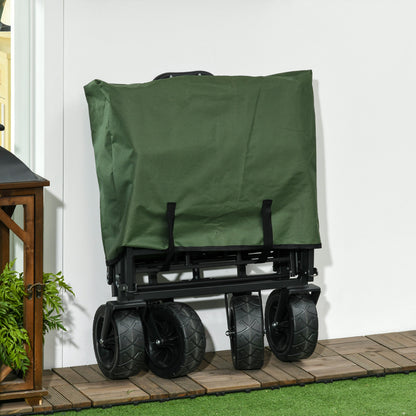 Folding Wagon, Transport Cart with Handle, Beach Wagon, Garden Cart with Carrying Bag, max. 100 kg Load Capacity, Oxford, Khaki