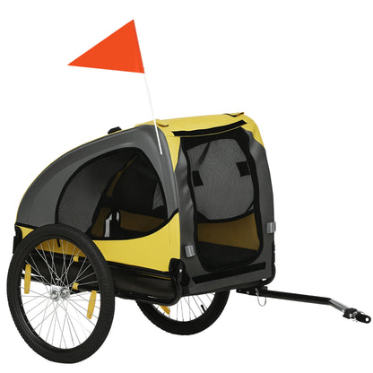 Folding Dog Trailer for Bikes, Quick Release, Waterproof, Oxford Fabric, Steel, 140 x 71 x 83 cm, Yellow
