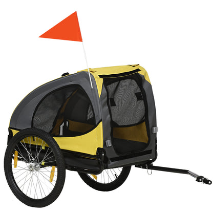 Folding Dog Trailer for Bikes, Quick Release, Waterproof, Oxford Fabric, Steel, 140 x 71 x 83 cm, Yellow