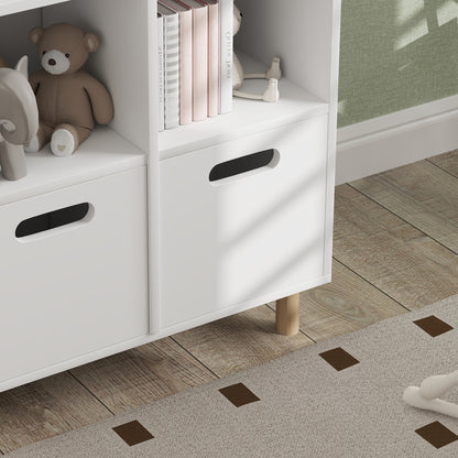 Children's Bookshelf, Children's Storage Furniture, 3 Levels with Two Drawers, House Shape, for Children's Rooms, Bedroom, 63.7 x 29.7 x 89.5 cm, White