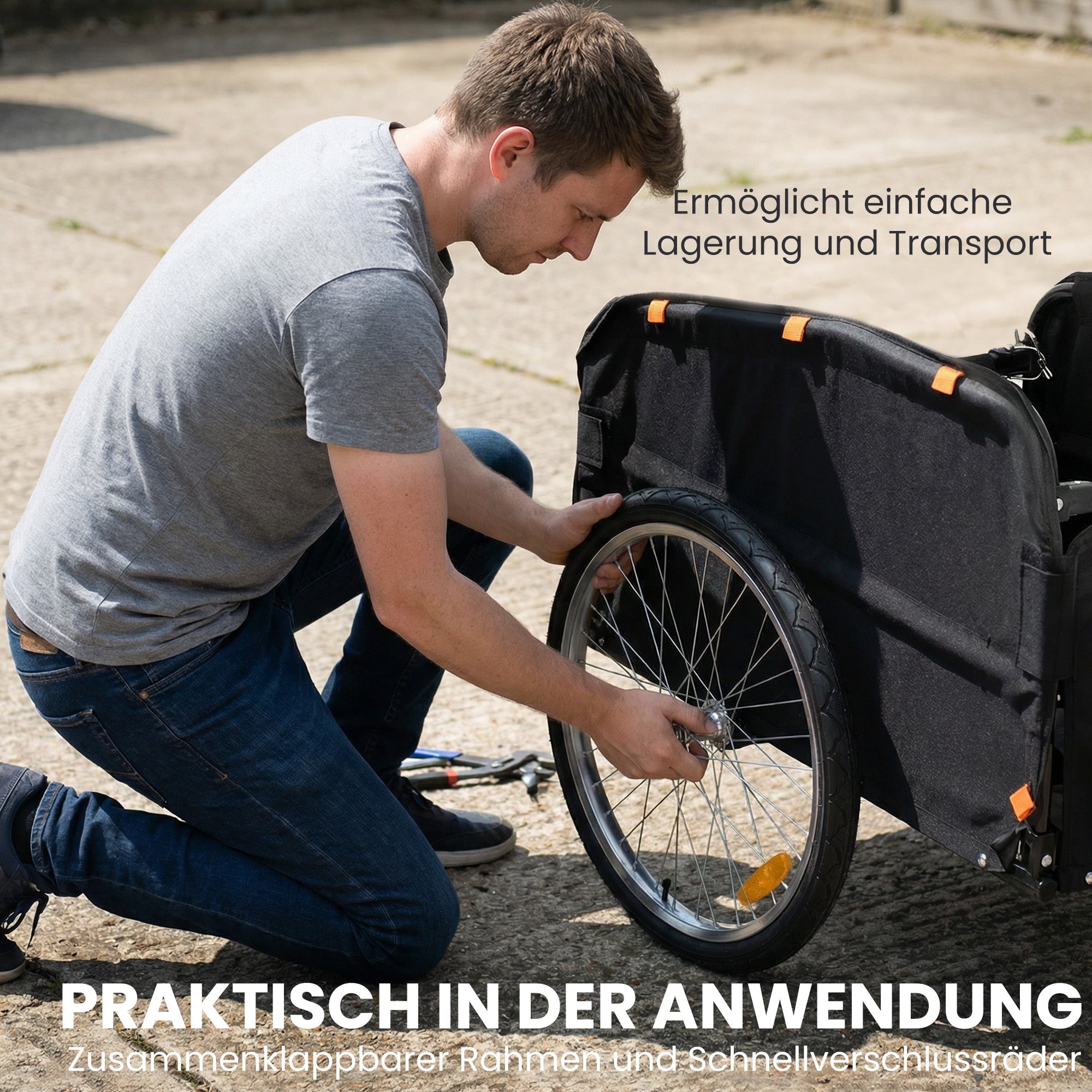 SPORTNOW Bike Trailer 170 L Cargo Trailer with Hitch, Rain Cover, 20" Quick-Release Air Wheels, Up to 40 kg