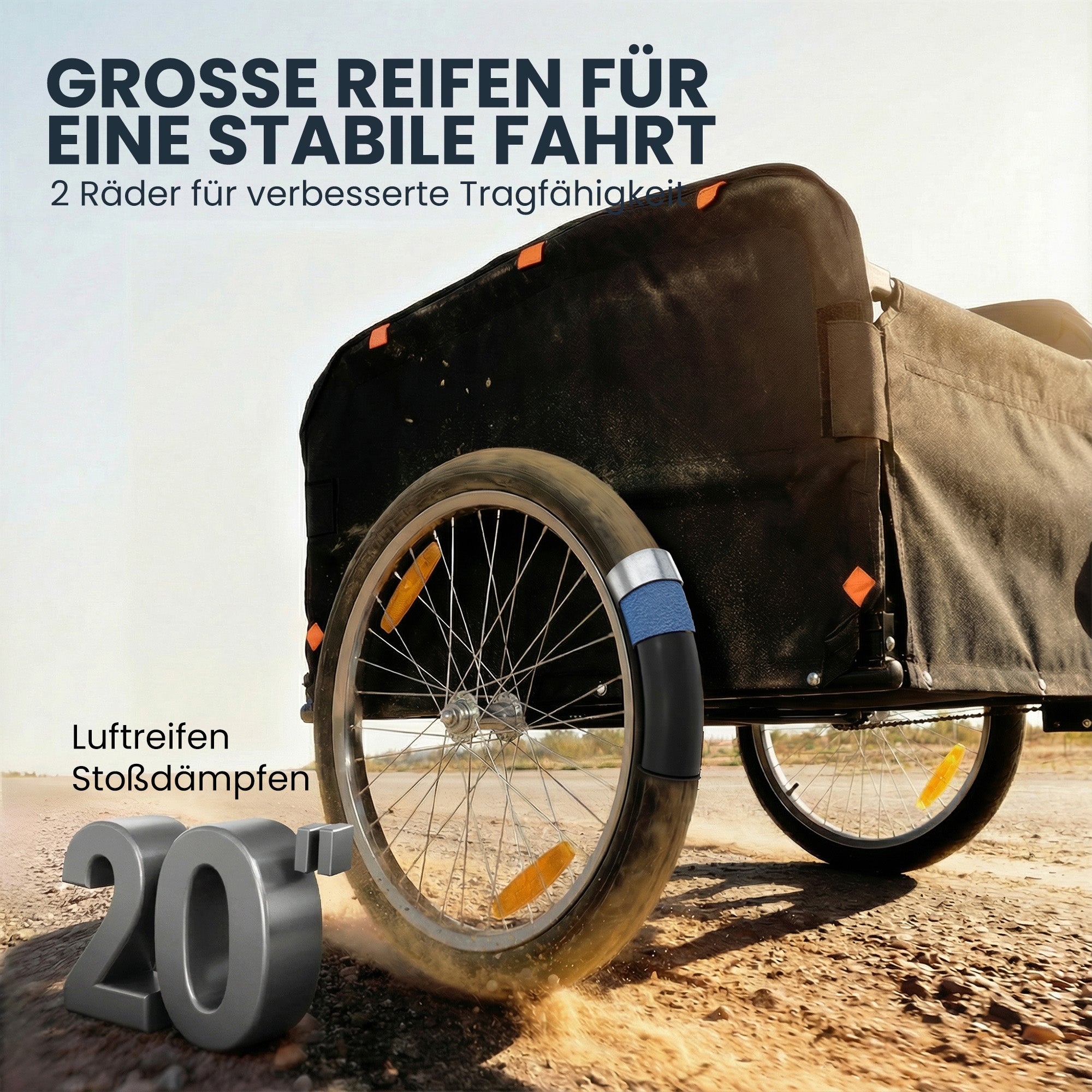 SPORTNOW Bike Trailer 170 L Cargo Trailer with Hitch, Rain Cover, 20" Quick-Release Air Wheels, Up to 40 kg