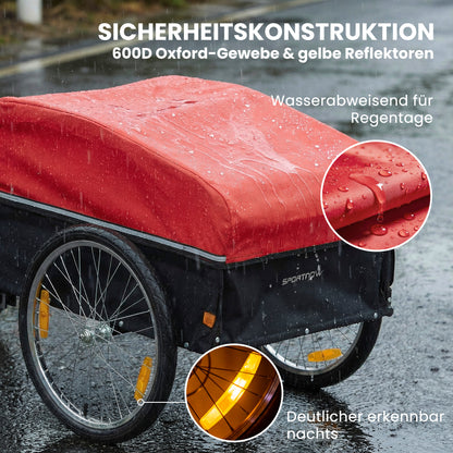 SPORTNOW Bike Trailer 170 L Cargo Trailer with Hitch, Rain Cover, 20" Quick-Release Air Wheels, Up to 40 kg
