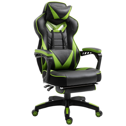 Ergonomic Gaming Chair Office Desk Chair Height Adjustable Reclining Backrest with Footrest Headrest Lumbar Pillow Wheels 25.6x27.6x46.5-50.6 inches Green