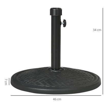 Concrete Umbrella Base Stand for 14 kg Parasol Stand for Ø32-38 mm Mast for Garden Terrace Patio Ø46x34 cm Black