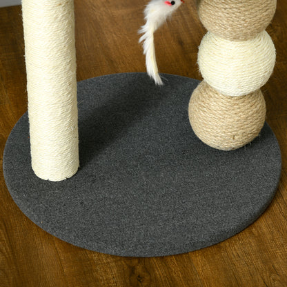 Cat Scratcher Tree Small Cat Tower Activity Center for Kittens with Nest 4 Balls and Sisal Post Load 15 kg Ø40x48 cm Gray and Beige