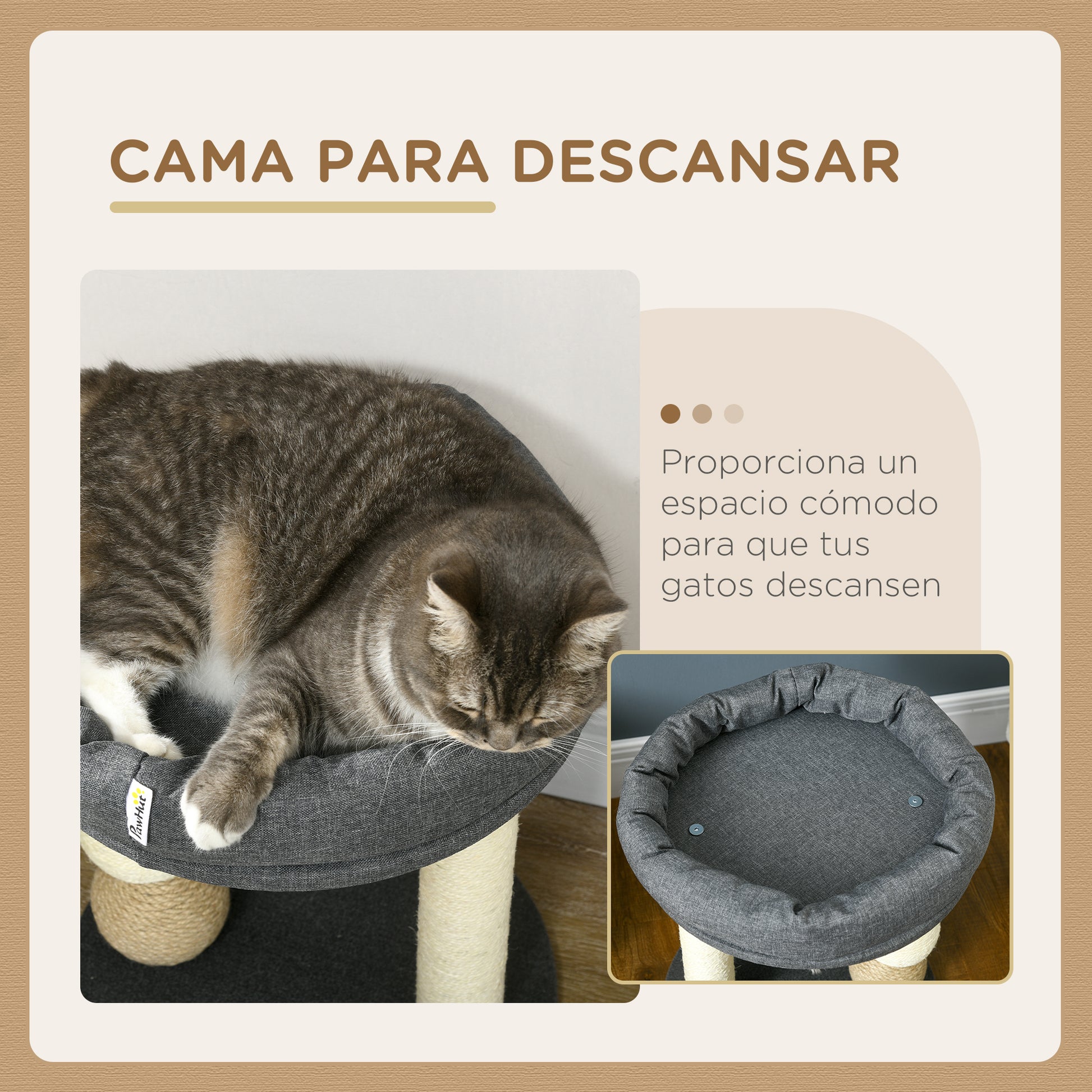 Cat Scratcher Tree Small Cat Tower Activity Center for Kittens with Nest 4 Balls and Sisal Post Load 15 kg Ø40x48 cm Gray and Beige