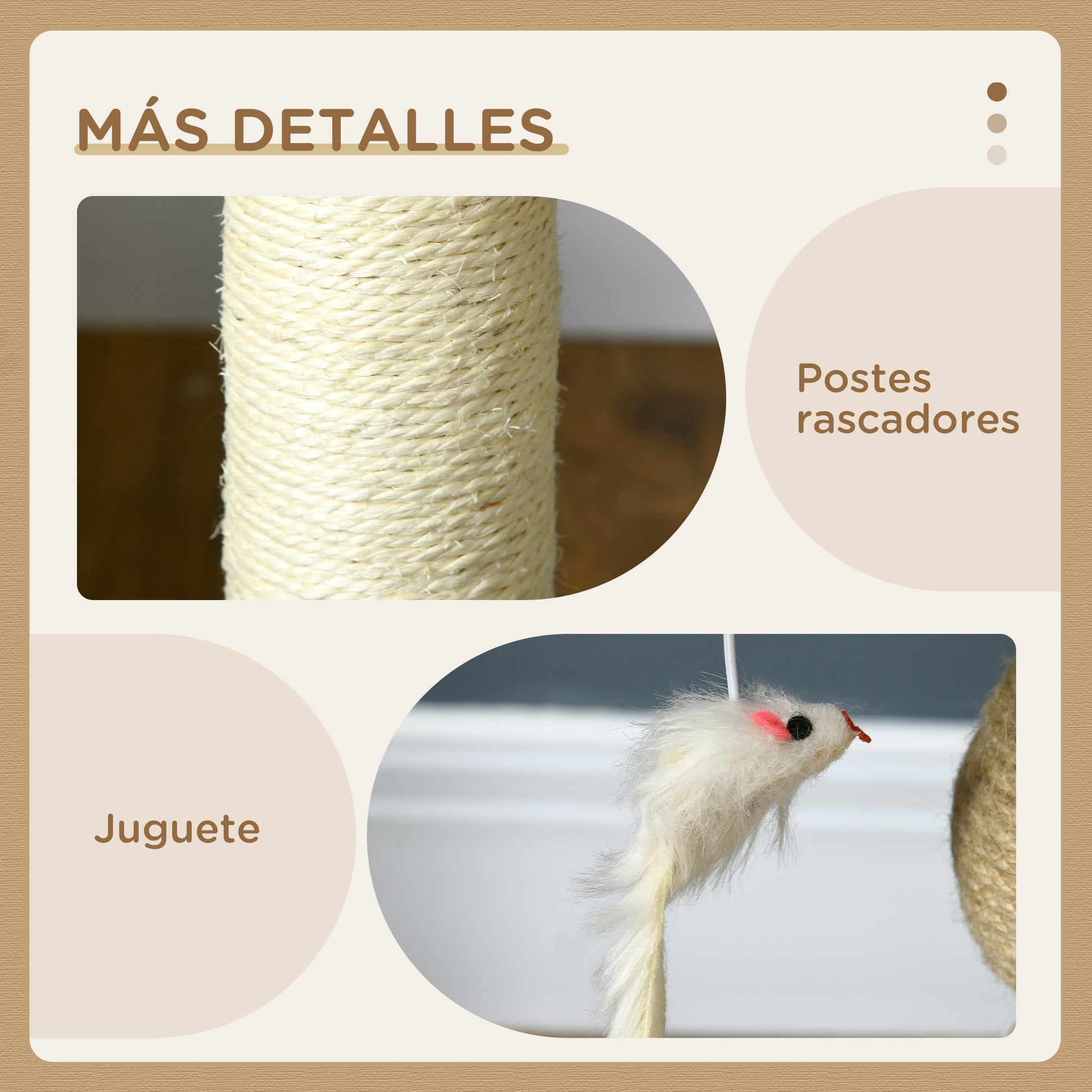 Cat Scratcher Tree Small Cat Tower Activity Center for Kittens with Nest 4 Balls and Sisal Post Load 15 kg Ø40x48 cm Gray and Beige