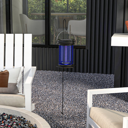 Insect and Mosquito Repellent Lamp, Hanging Garden Lantern, Solar and USB-C Rechargeable - Effective for 50m² area in black