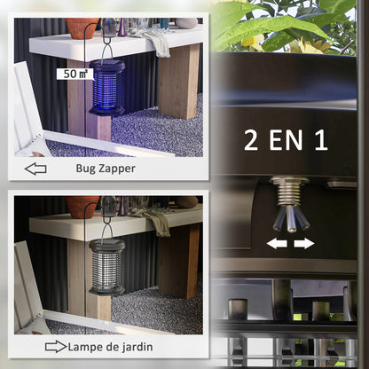 Insect and Mosquito Repellent Lamp, Hanging Garden Lantern, Solar and USB-C Rechargeable - Effective for 50m² area in black