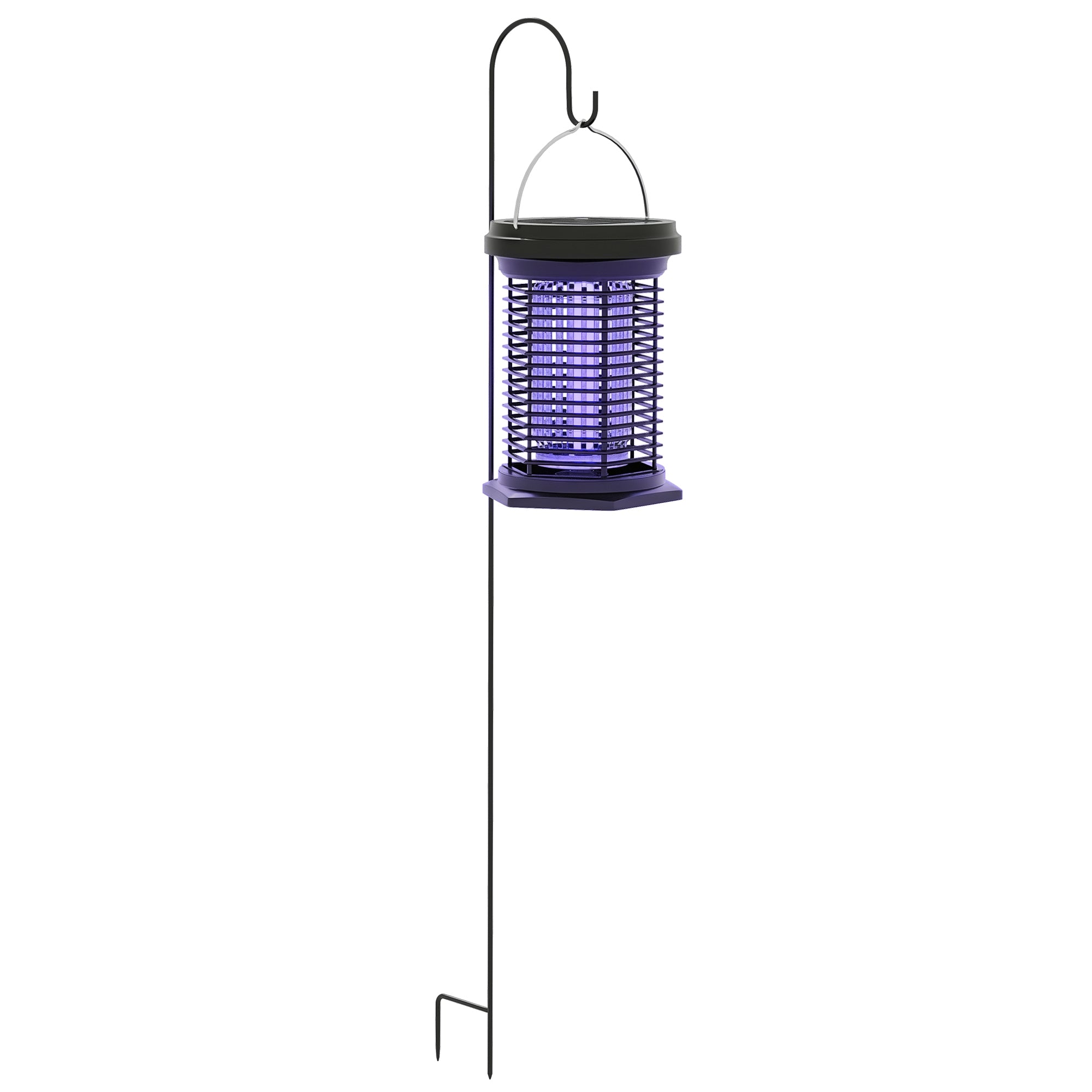 Insect and Mosquito Repellent Lamp, Hanging Garden Lantern, Solar and USB-C Rechargeable - Effective for 50m² area in black