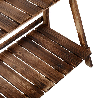 Folding Plant Stand Pot Rack in Fir Wood with 3 Levels Outdoor Shelf for Plants Flower Pot Holder 100x37x93cm