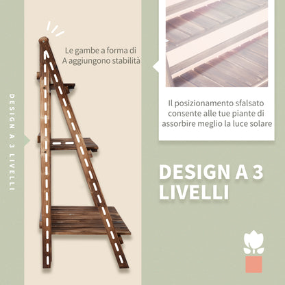 Folding Plant Stand Pot Rack in Fir Wood with 3 Levels Outdoor Shelf for Plants Flower Pot Holder 100x37x93cm