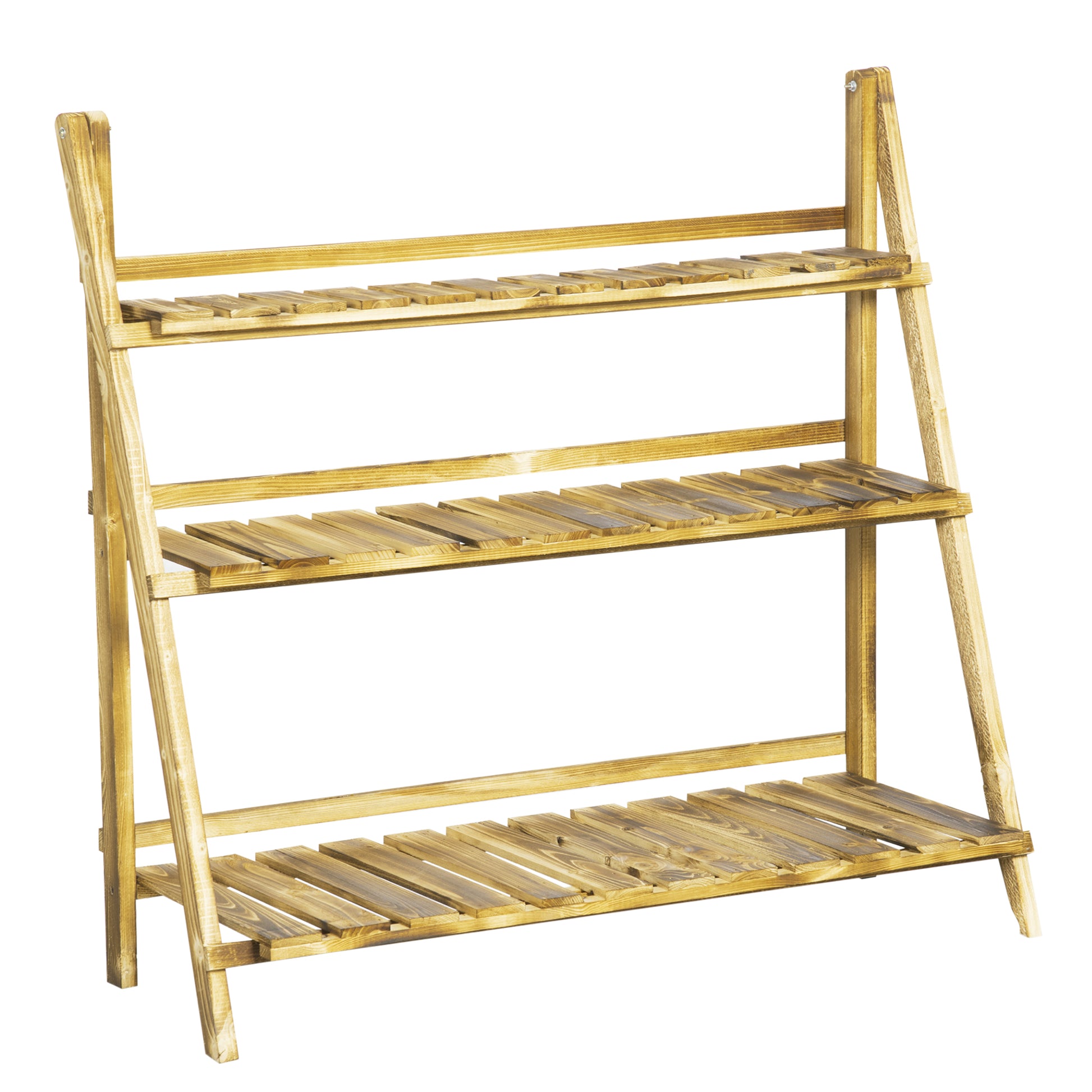 Folding Plant Stand Pot Rack in Fir Wood with 3 Levels Outdoor Shelf for Plants Flower Pot Holder 100x37x93cm