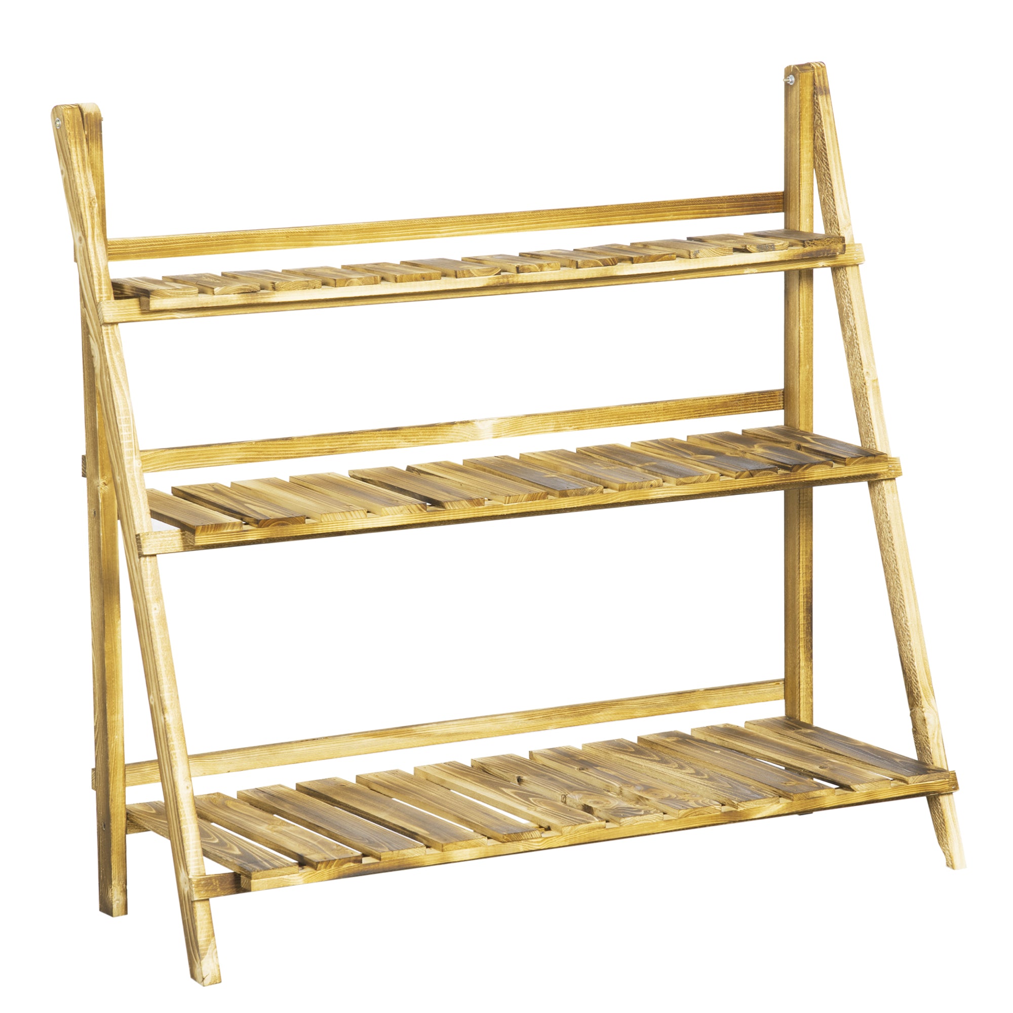 Folding Plant Stand Pot Rack in Fir Wood with 3 Levels Outdoor Shelf for Plants Flower Pot Holder 100x37x93cm