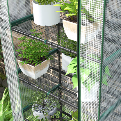 Greenhouse with Roll-Up Door, Shelves, Winterproof Steel Frame, Greenhouse for Balcony, Garden, Tomato House 69 x 49 x 193 cm, Tomato Greenhouse for Tomatoes, Flowers, White