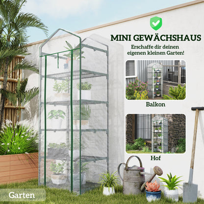 Greenhouse with Roll-Up Door, Shelves, Winterproof Steel Frame, Greenhouse for Balcony, Garden, Tomato House 69 x 49 x 193 cm, Tomato Greenhouse for Tomatoes, Flowers, White