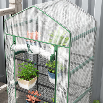 Greenhouse with Roll-Up Door, Shelves, Winterproof Steel Frame, Greenhouse for Balcony, Garden, Tomato House 69 x 49 x 193 cm, Tomato Greenhouse for Tomatoes, Flowers, White