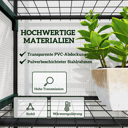 Greenhouse with Roll-Up Door, Shelves, Winterproof Steel Frame, Greenhouse for Balcony, Garden, Tomato House 69 x 49 x 193 cm, Tomato Greenhouse for Tomatoes, Flowers, White