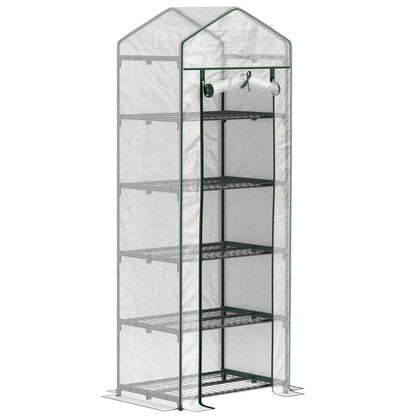 Greenhouse with Roll-Up Door, Shelves, Winterproof Steel Frame, Greenhouse for Balcony, Garden, Tomato House 69 x 49 x 193 cm, Tomato Greenhouse for Tomatoes, Flowers, White