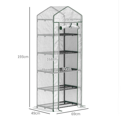 Greenhouse with Roll-Up Door, Shelves, Winterproof Steel Frame, Greenhouse for Balcony, Garden, Tomato House 69 x 49 x 193 cm, Tomato Greenhouse for Tomatoes, Flowers, White