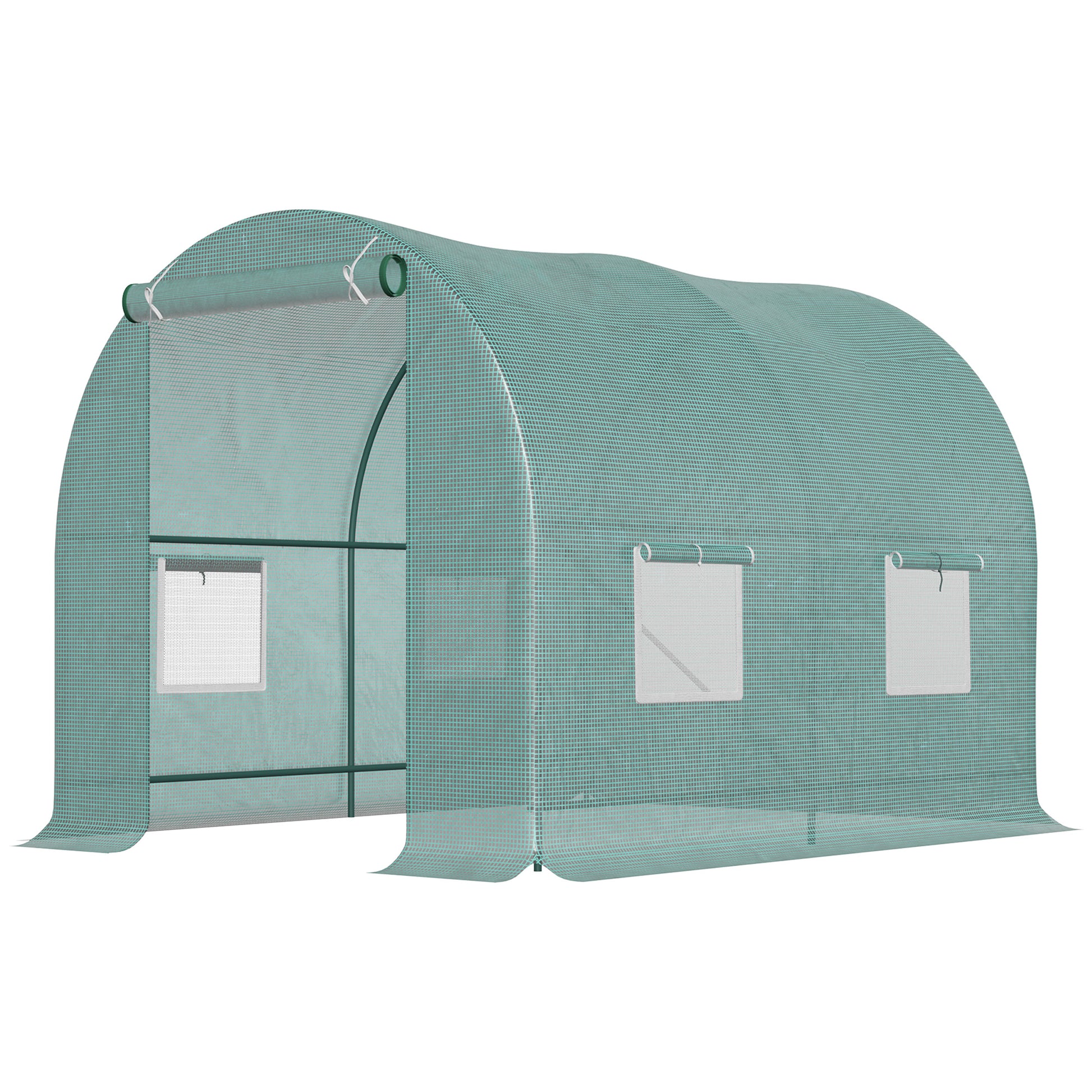 Greenhouse 245x200x198cm Film Greenhouse Tomato House with Door, 4 Windows, Film Tunnel Made of Galvanized Steel, PE, Stable Greenhouse Plant Tunnel, Including Ground Anchors & Ropes