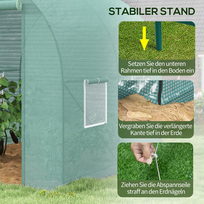 Greenhouse 245x200x198cm Film Greenhouse Tomato House with Door, 4 Windows, Film Tunnel Made of Galvanized Steel, PE, Stable Greenhouse Plant Tunnel, Including Ground Anchors & Ropes